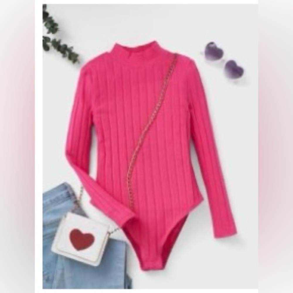 Girls mock neck ribbed knit bodysuit 11-12